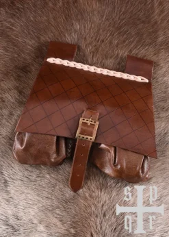 1664000151 - LARP Sac médiéval du 14ème siècle cuir marron
