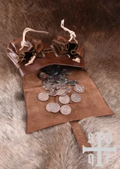 1664000151 - LARP Sac médiéval du 14ème siècle cuir marron
