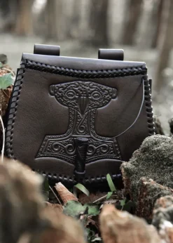 1680000302 - LARP Sacoche Cuir Noir Gravée Mjolnir