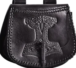 1680000302 - LARP Sacoche Cuir Noir Gravée Mjolnir