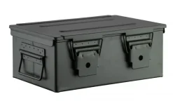 MAL980 - Caisse à munitions métallique verte 33x22x13cm