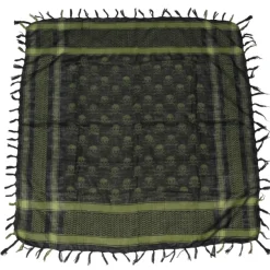 MFH16513B Écharpe "Shemagh", vert-noir, avec crâne