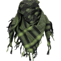 MFH16513B Écharpe "Shemagh", vert-noir, avec crâne