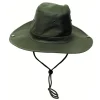 MFH10703BL Chapeau de brousse, vert, mentonnière, bord pliable TAILLE L