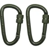 MFH27535B mousqueton, D 6mmx6 cm, kaki, vis de blocage, paquet de 2