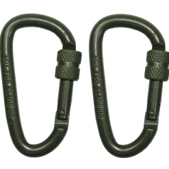 MFH27535B mousqueton, D 6mmx6 cm, kaki, vis de blocage, paquet de 2