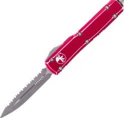 MT122-12DRD - Microtech Ultratech D/E Distressed Red Stonewash FS