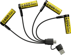 NCNH2400 - NITECORE NH2400 Pack 4 AA Rechargeables 1,5V 2400mAh + câble