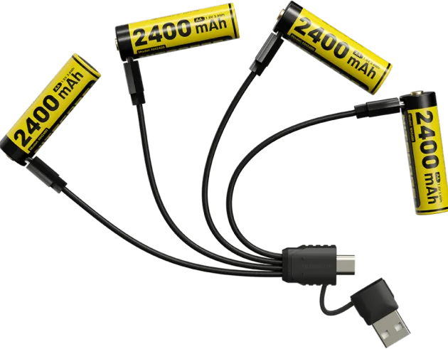 NCNH2400 - NITECORE NH2400 Pack 4 AA Rechargeables 1,5V 2400mAh + câble