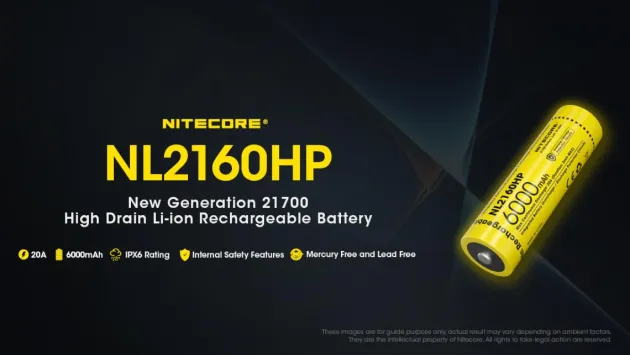 NCNL2160HP - NiteCore Batterie 21700 6000mAh Haute Performance