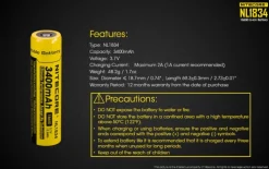 NCNL1834 - NITECORE Accus Li-ion 18650 - 3400mAh - 3,7V - 12,6Wh