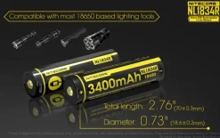 NCNL1834R - NITECORE Accus Li-ion 18650 Micro-USB - 3400mAh 3,7V 12,6Wh