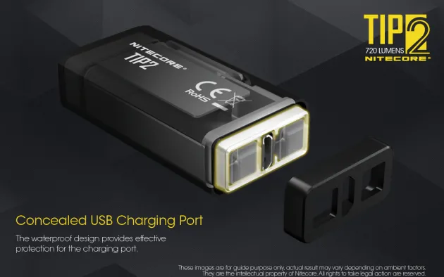 NCTIP2BK - NITECORE TIP 2 Lampe Porte-Clé 720lm Rechargeable Micro-USB