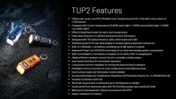 NCTUP2BK - NITECORE Lampe TUP 2 1200Lm 1300mAh USB-C NOIR