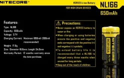 NL166 - NITECORE RCR123A 650mAh 3,7V 2.4Wh