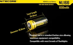 NL166 - NITECORE RCR123A 650mAh 3,7V 2.4Wh