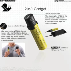 NL21700SET - NITECORE 21700 Intelligent Battery System 80lm Powerbank 5000mAh