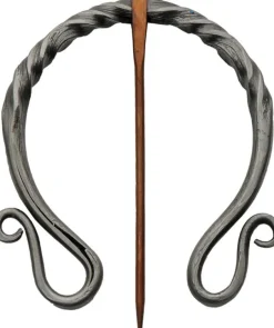 PA4461 - LARP RITE EDGE Grande Fibule Médiévale Acier et Cuivre 8cm