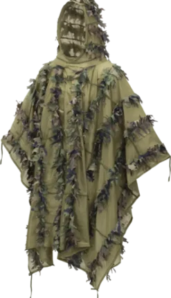 PO-LFG-PO-03 - HELIKON-TEX LEAF GHILLIE PONCHO Poncho Mesh Fin Camo US Woodland 3D