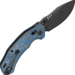 QS173-B2 - QSP ELK Glyde Lock Blackwash 14C28N Textured blue Micarta