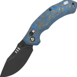 QS173-B2 - QSP ELK Glyde Lock Blackwash 14C28N Textured blue Micarta