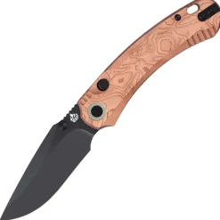 QS174-C2 - QSP Coyote Button linerlock blackwash Nitro-V Copper Foil G10