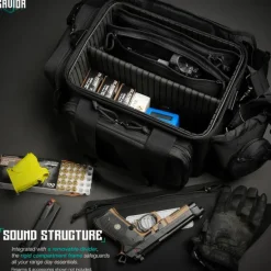 RA-3GUN-WS-BK - Savior Equipment [Specialist Series] Hard Side Range Bag, w/ 3x Individual Pistol Bags, Adjustable Center Divider, Blac