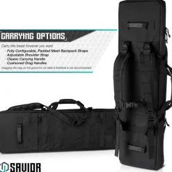 RB-4212DG-VER2-BK - Savior Equipment Urban Warfare Double Rifle Bag Gun - Suitable for Rifle Shotgun, w/ Backpack Strap,Black,42'' Long