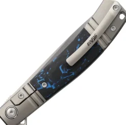 Rike Knife KD02-P/BCF Framelock M390 Grey titanium Blue Carbon Fiber