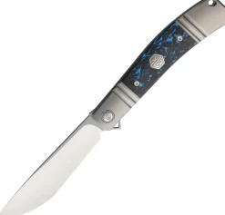 Rike Knife KD02-P/BCF Framelock M390 Grey titanium Blue Carbon Fiber