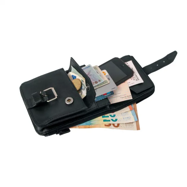 RL103401 - BASIC NATURE Pochette Ceinture Cuir 'Belt Safe' Noir