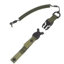 SPC29576 - EDCX Cordon spirale de sécurité avec boucle à décrochage rapide vert armée