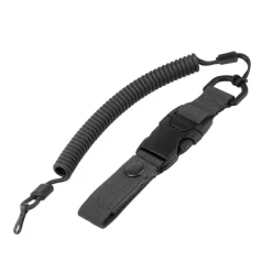 SPC29575 - EDCX Cordon spirale de sécurité avec boucle à décrochage rapide noir