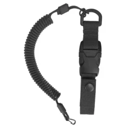 SPC29575 - EDCX Cordon spirale de sécurité avec boucle à décrochage rapide noir