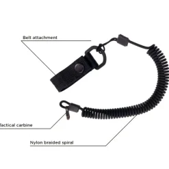 SPC29573 - EDCX Cordon spirale de sécurité avec boucle de ceinture noir