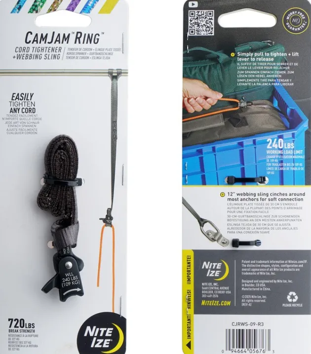 SPC45119 - NITE IZE CamJam Ring with Webbing Sling 12" - Black Tendeur