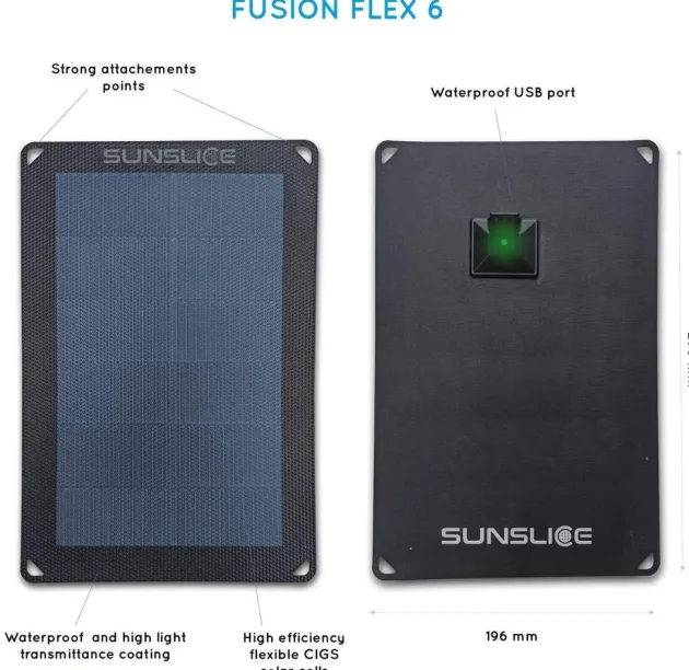 SSFUSION6 - Sunslice Fusion 6 Panneau solaire flexible 6 W