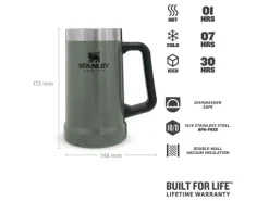 ST02874033 - STANLEY ADVENTURE BIG GRIP BEER STEIN 700ml Hammertone Green