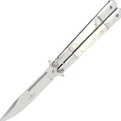 TH.K2097 COUTEAU PAPILLON THIRD INOX/F. NACRINE INOX MAT