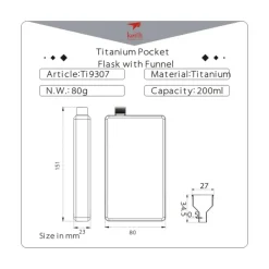 TI9307 - Keith Flasque Titane Rectangulaire 200mL