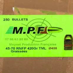 500TML45RN420GR8 M.P.F OGIVES TML/Graissées 45-70 RNPF 420 gr 458"