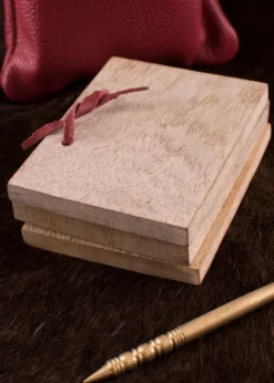 ULF-CP-12 - LARP ULFBERTH Cahier de cire en bois avec stylet en laiton et pochette en cuir