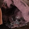 ULF-LP-18A - LARP ULFBERTH Porte-monnaie médiéval cuir bouton en corne