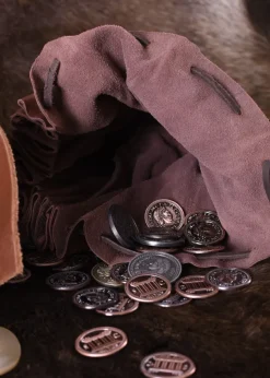 ULF-LP-18A - LARP ULFBERTH Porte-monnaie médiéval cuir bouton en corne