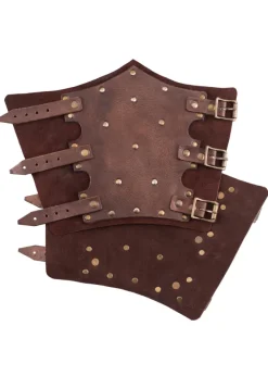 ULF-LP-22B - LARP Paire de Protège-bras en cuir avec rivets