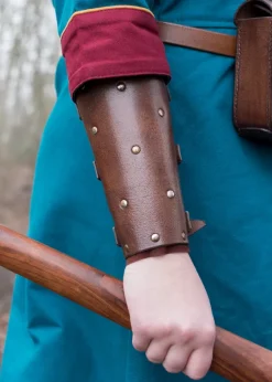 ULF-LP-22B - LARP Paire de Protège-bras en cuir avec rivets