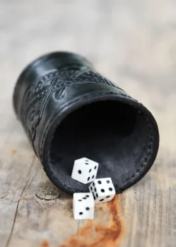 ULF-LP-25-BL - LARP ULFBERTH Gobelet à Dés cuir noir motif Serpent Jelling