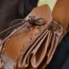 ULF-LP-46-BR - LARP ULFBERTH Bourse médiévale en cuir avec passant ceinture