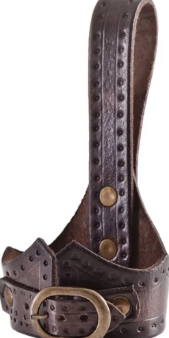 ULF-LP-35 - LARP Porte-corne à boire avec boucle Cuir marron foncé 0,3L