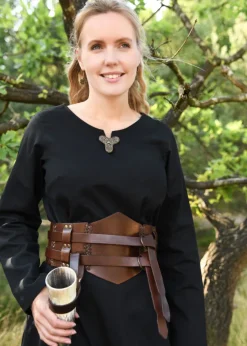 ULF-LP-32 - LARP ULFBERTH Porte-corne à boire en cuir brun foncé